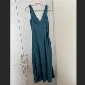 green satin maxi dress
